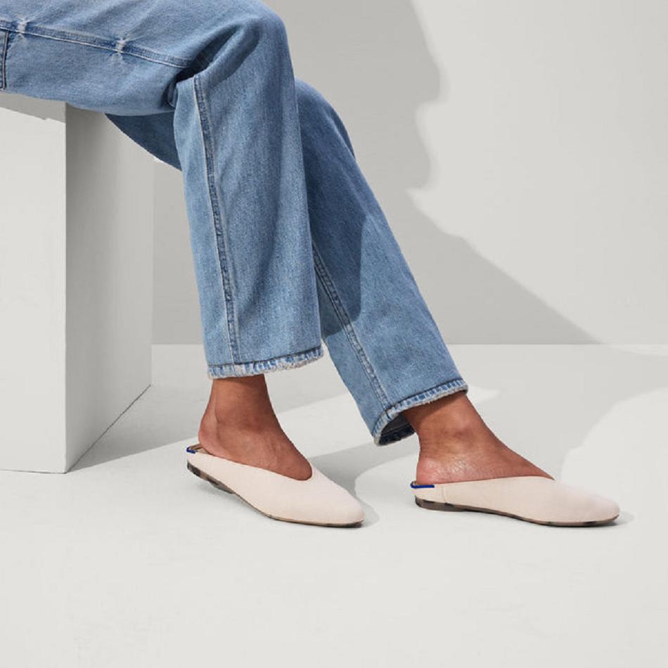 Rothy's The Almond Demi Mules Damen Weiß | DDEKV48653