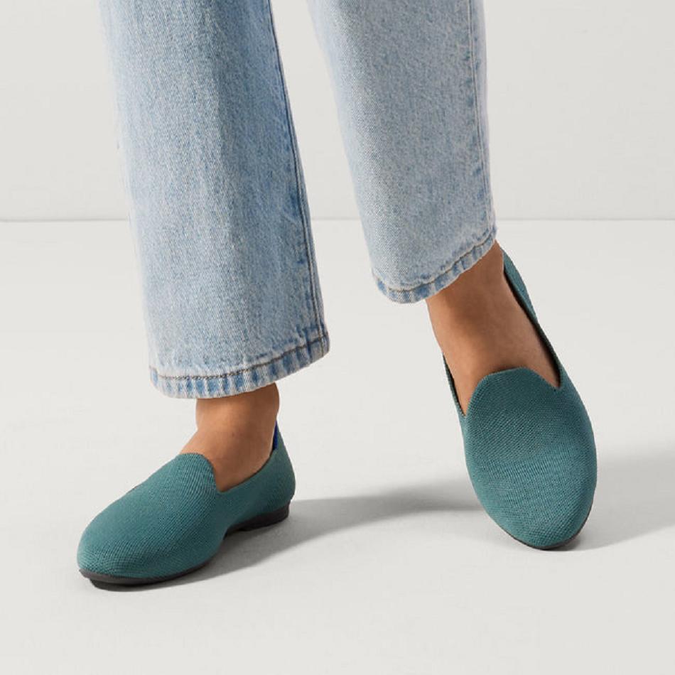 Rothy's The Almond Loafer Flache Schuhe Damen Blau Olivgrün | ZDENQ99530