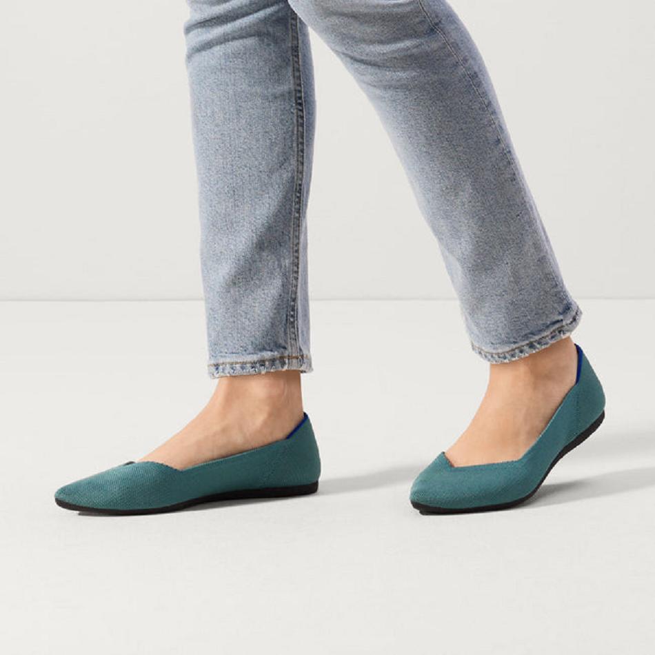 Rothy's The Point Flache Schuhe Damen Blau Olivgrün | FDEUI76095