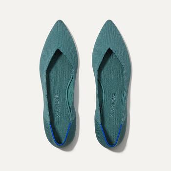 Rothy's The Point Flache Schuhe Damen Blau Olivgrün | FDEUI76095